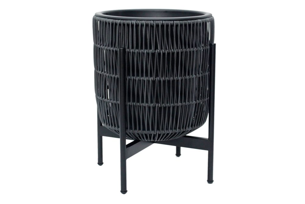Wicker Blomkruka på stativ 38x38xH49 cm Svart