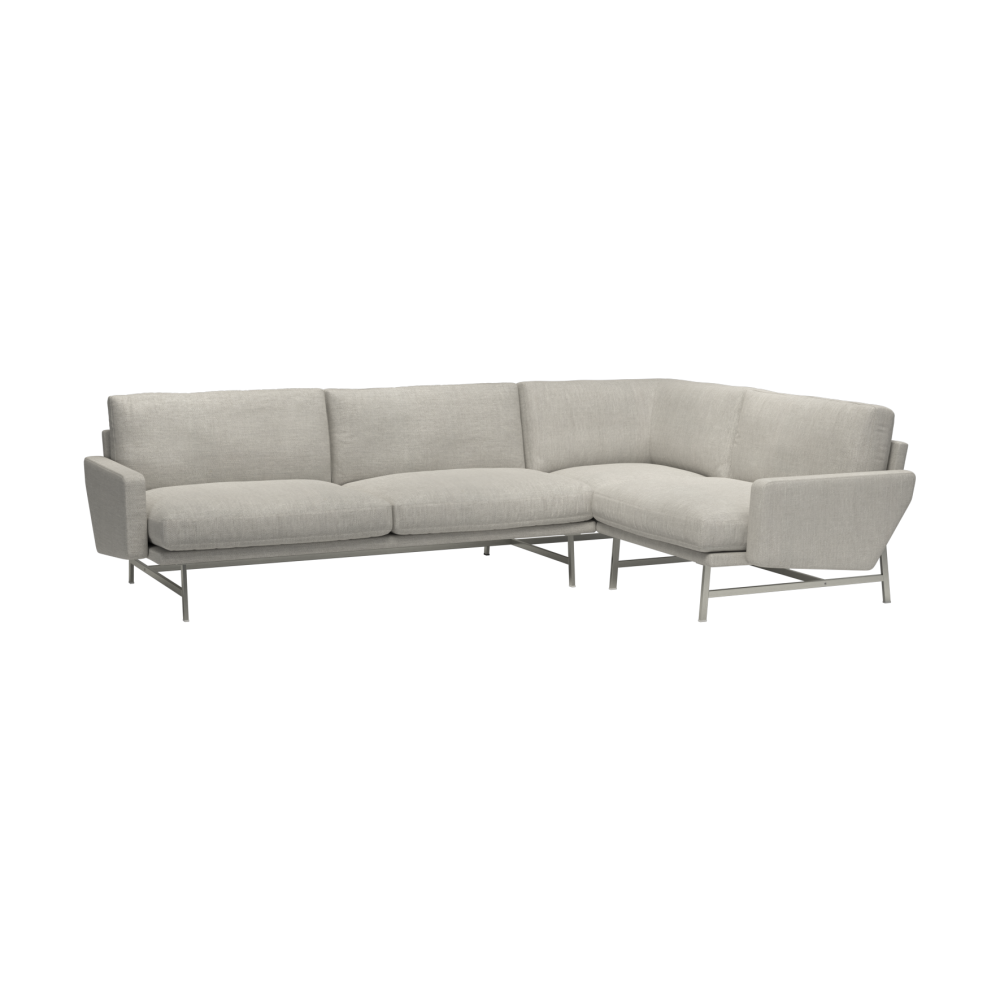 Lissoni PL114 R högerställd hörnsoffa, Clay 012-rostfritt stål