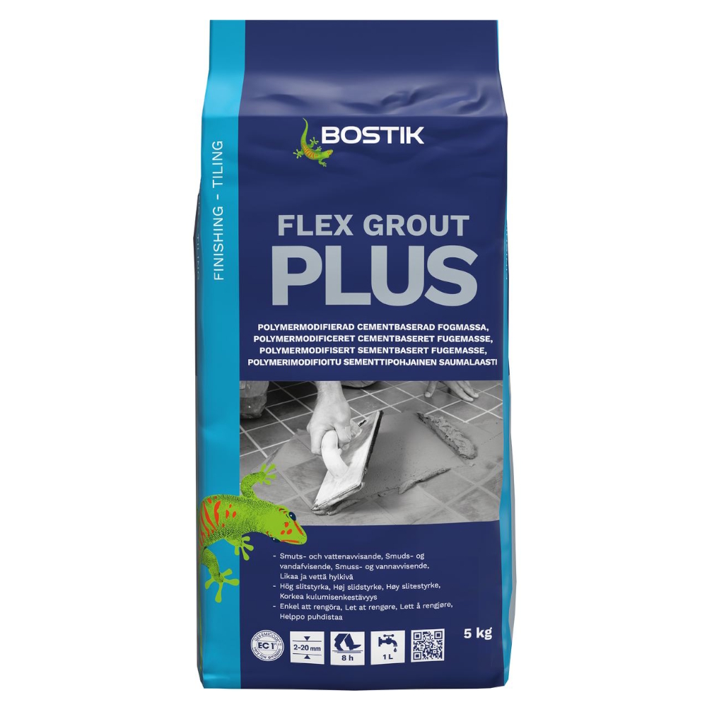 Kakelfog Flex Grout Plus 5kg Vit Bostik