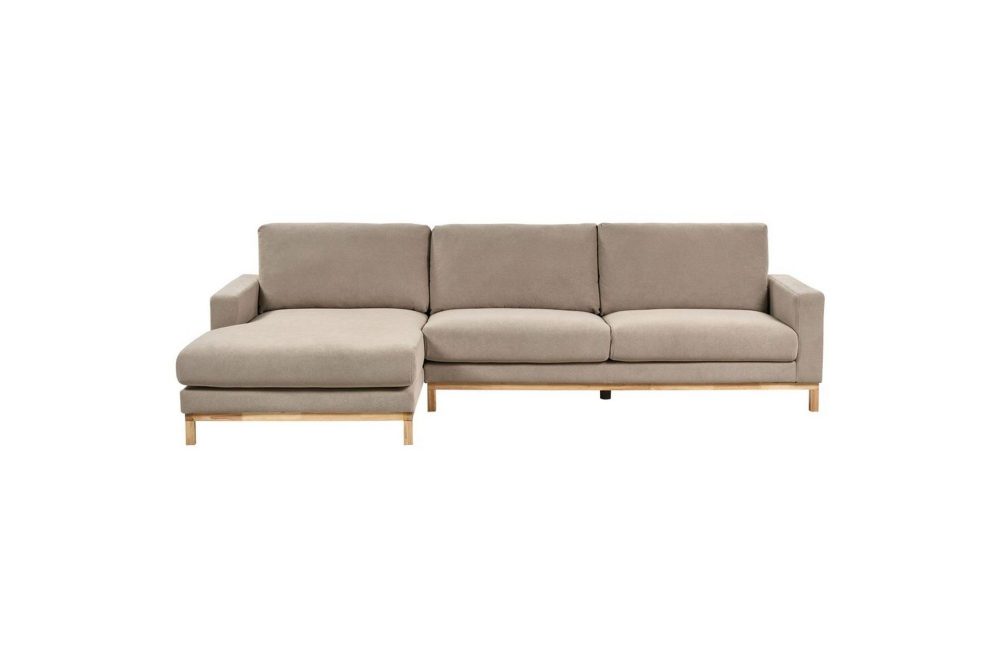 Hörnsoffa Siggard Taupe, ljust trä