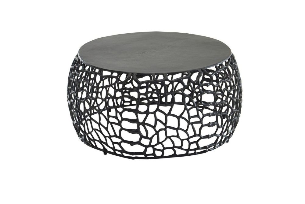 Soffbord Wohnling aluminiumgjutning, rund 60 cm handgjord, modern stil Svart