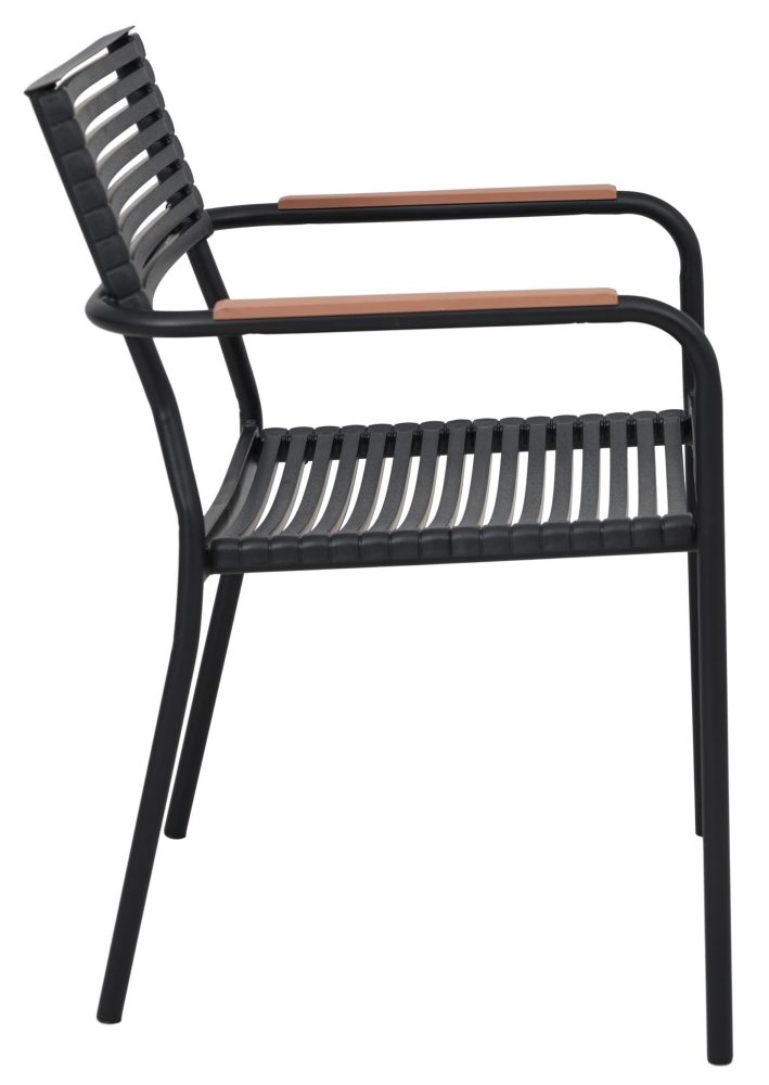 Stapelbar utestol i metall | Svart / Beige | Pino