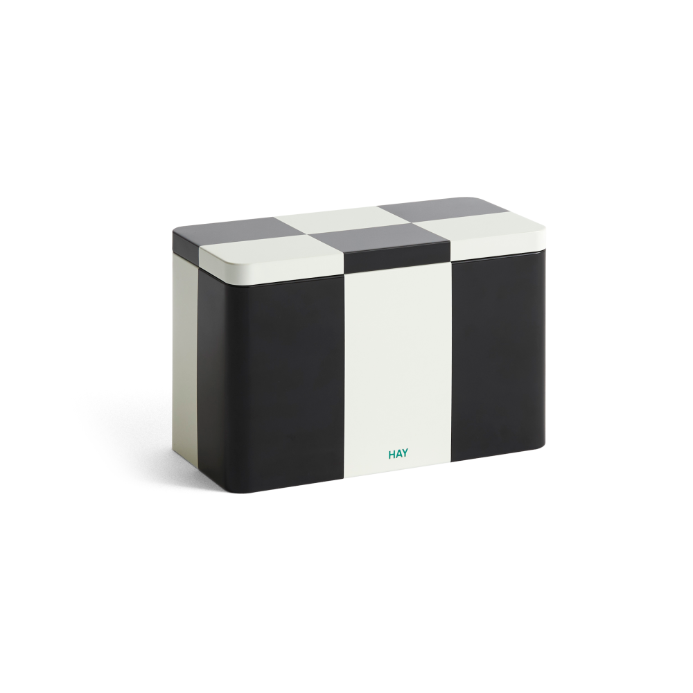Tin Container förvaringsburk medium, Black-off white