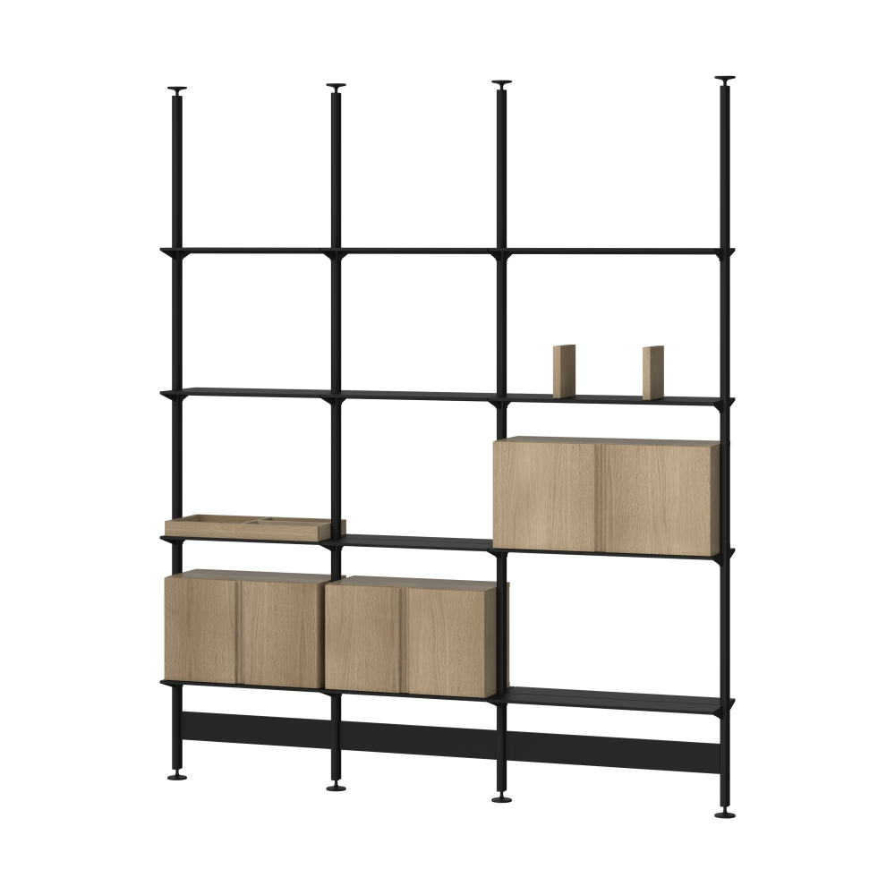 Pira G2 hyllsystem F C B Black/Oak 240-247 cm