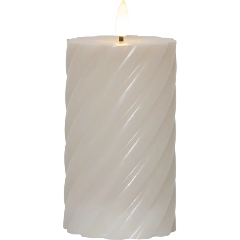 Led Blockljus Flamme Swirl Beige, 150mm