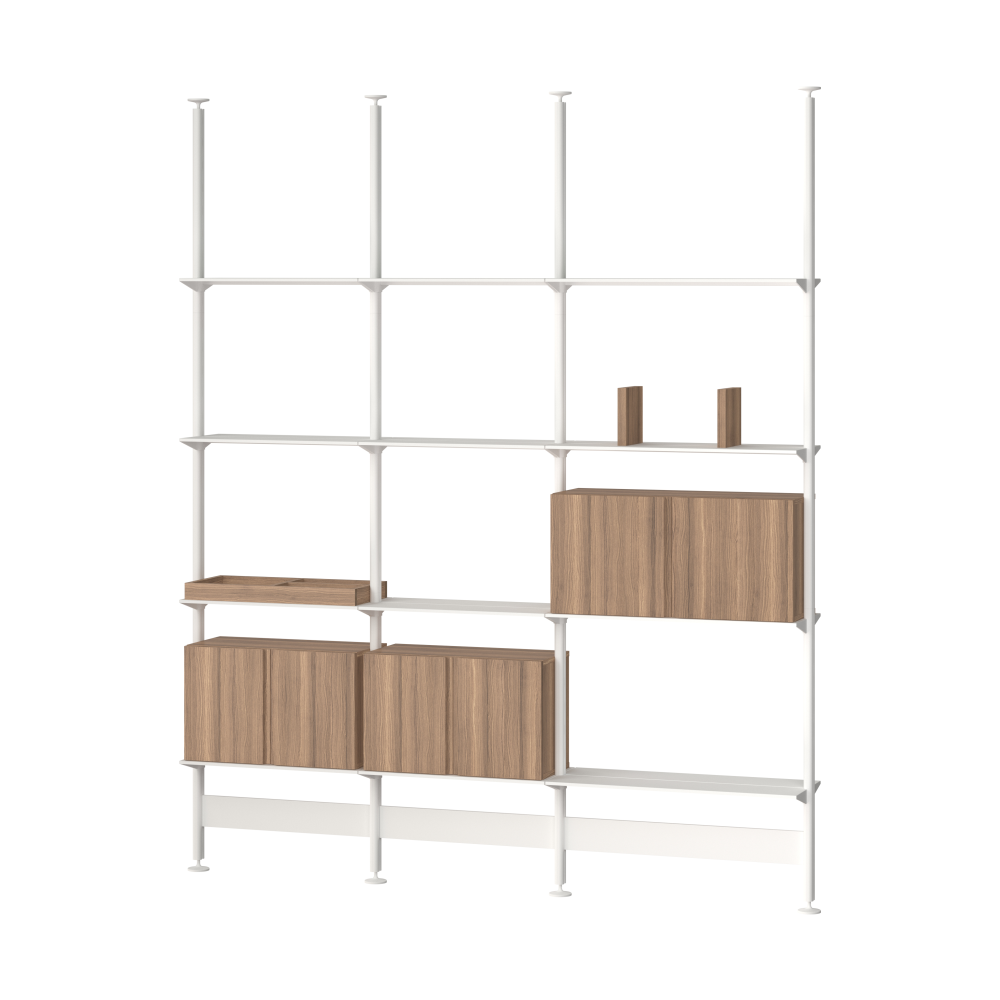 Pira G2 hyllsystem F C B White/Walnut 248-255 cm
