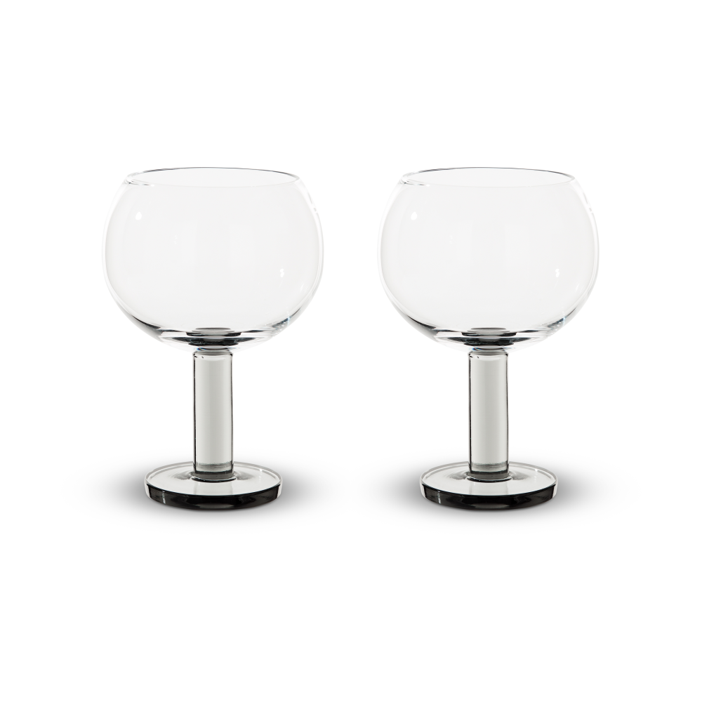 Puck Balloon glas på fot 45 cl 2-pack, Clear-smoke