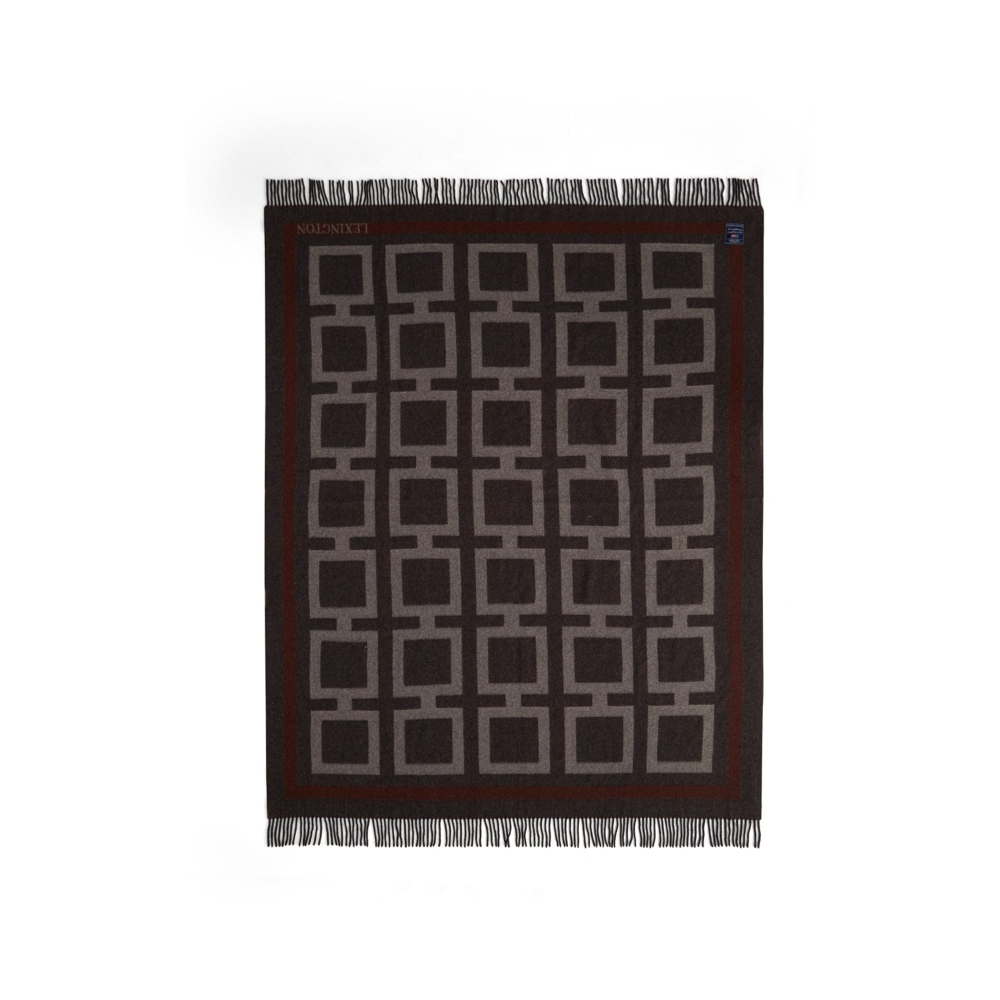 Graphic Recycled Wool pläd 130x170 cm, Dark gray-white-brown