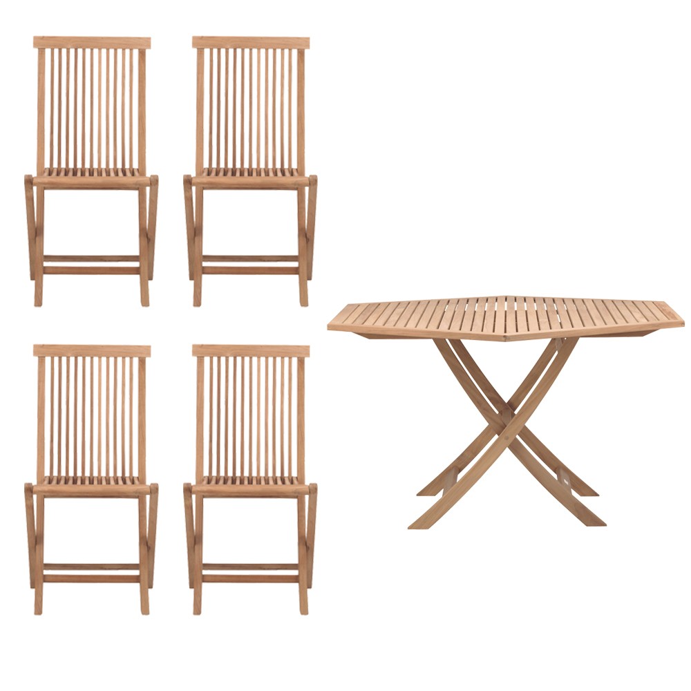 Viken matgrupp - 1 bord och 4 stolar - teak