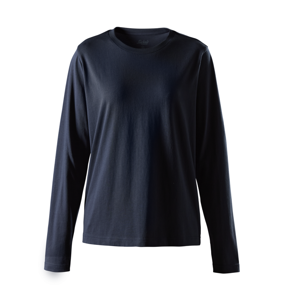 T-SHIRT KLASSISK LÅNG ÄRM DAM MARIN STL L