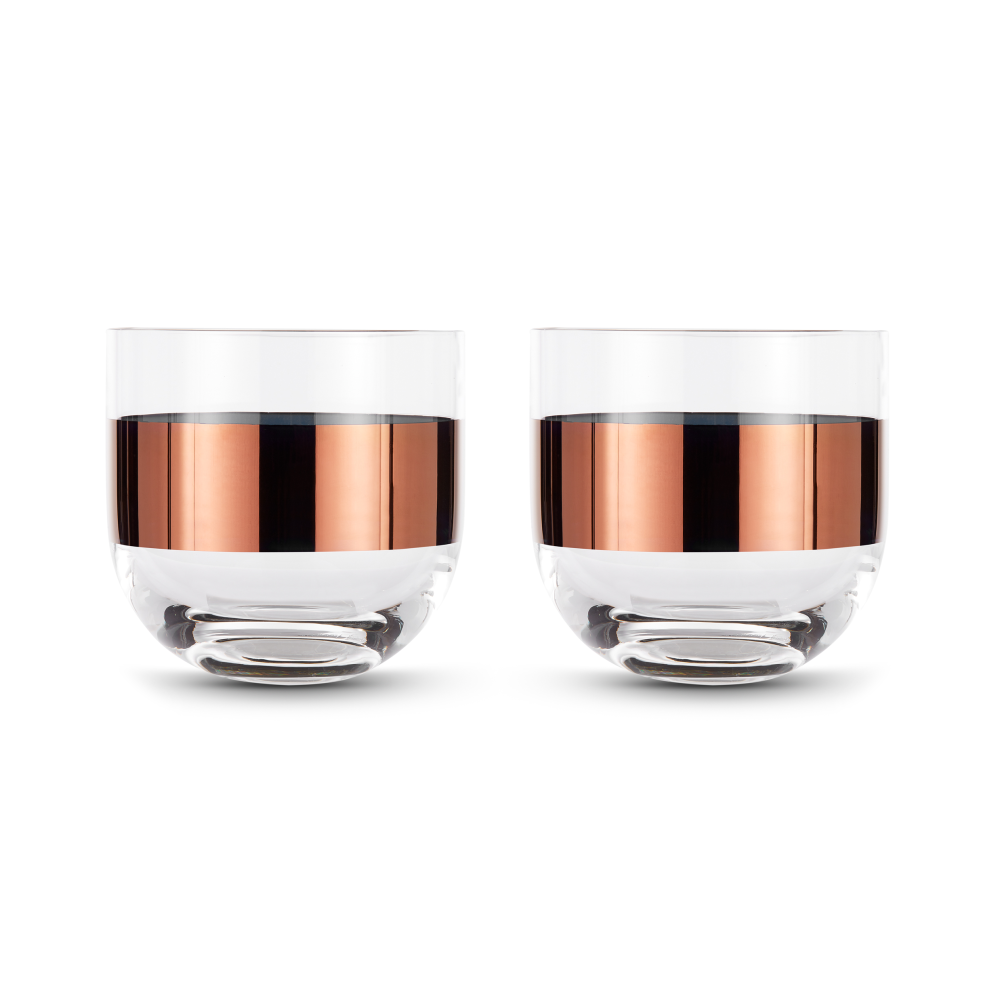 Tank whiskyglas 30 cl 2-pack, Clear-copper