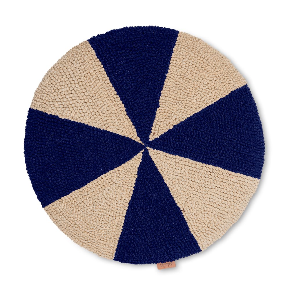 Arch rund kudde Ø40 cm, Bright blue-Off white
