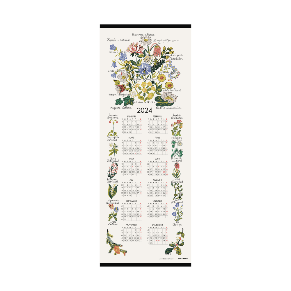 Landskapsblommor kalender 2024, 35x90 cm