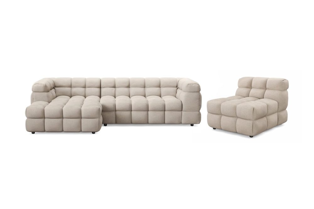 Elise Bubblig Soffgrupp 4-sits Divansoffa Vänster + Fåtölj