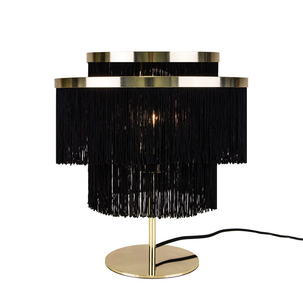 Frans bordslampa, svart, mässing