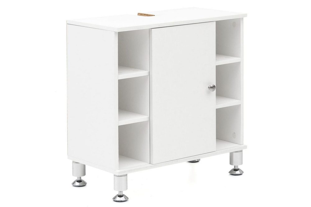 Tvättställsskåp Wohnling Folierad spånskiva 1 dörr 6 förvaringshyllor modern