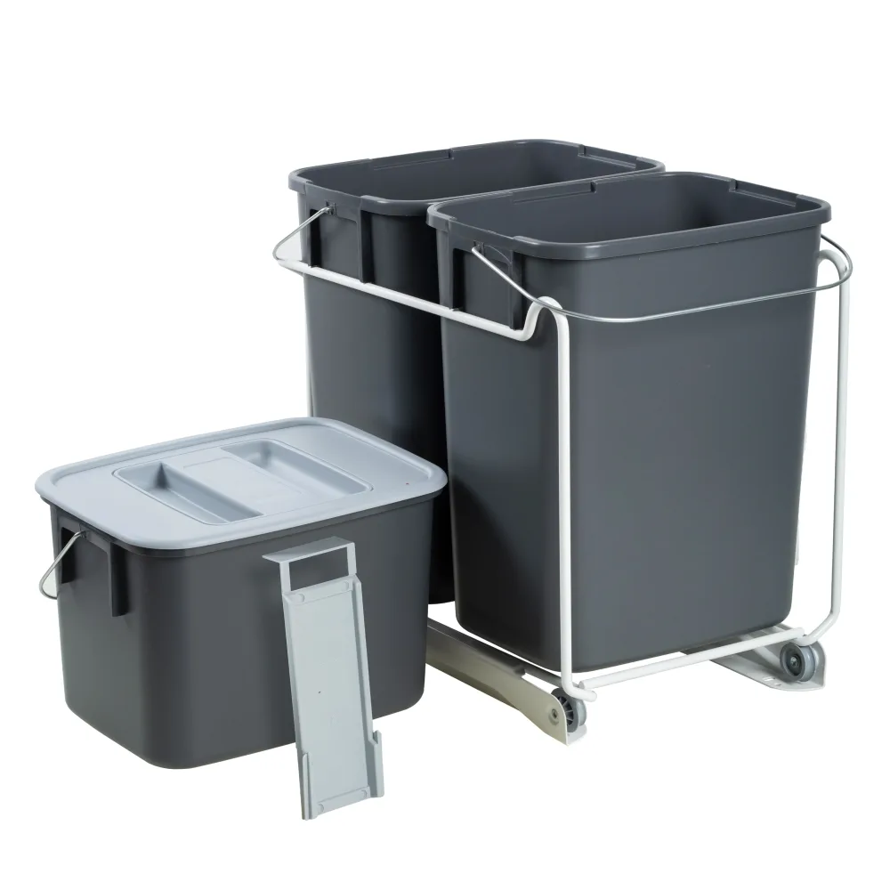 Nordiska Plast 81270009 Källsorteringssats med utdrag, 2x12 l, 1x7 l