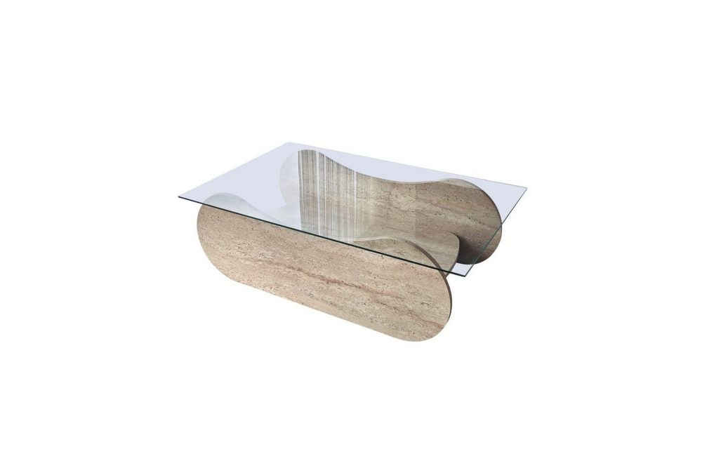 Soffbord Tevrin Travertin / Transparent