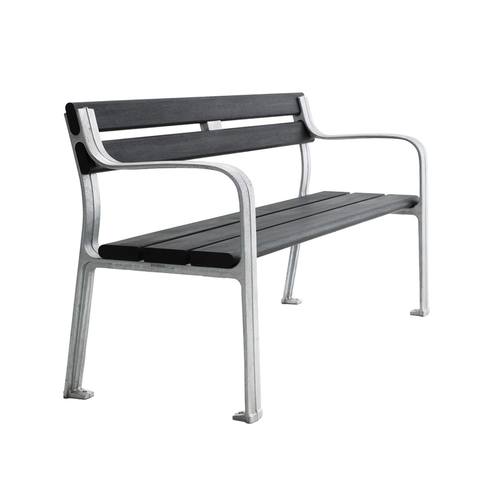 Joy soffa, Mahogny svart lasyr, rå aluminiumstativ