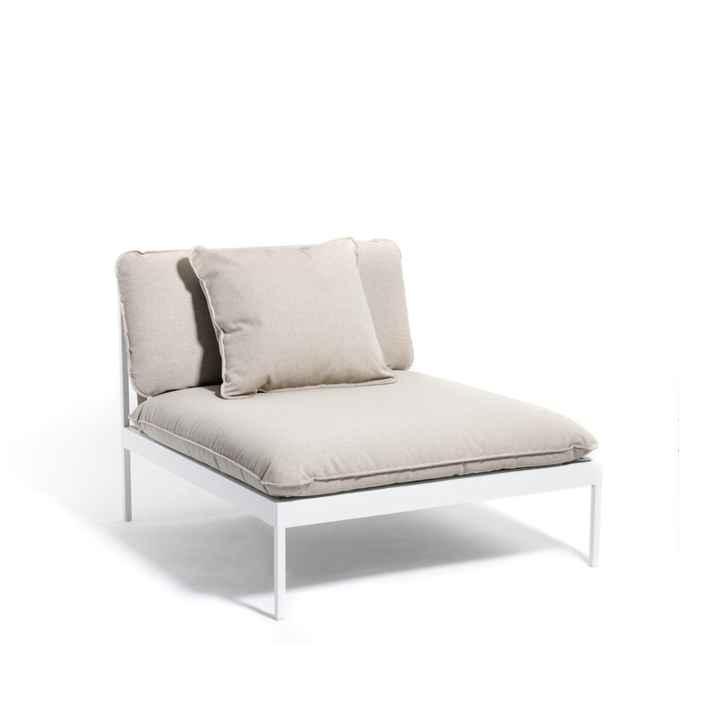 Bönan modulsoffa, Sunbrella Ashe light grey, 1-sits, ljusgrå aluminium ram