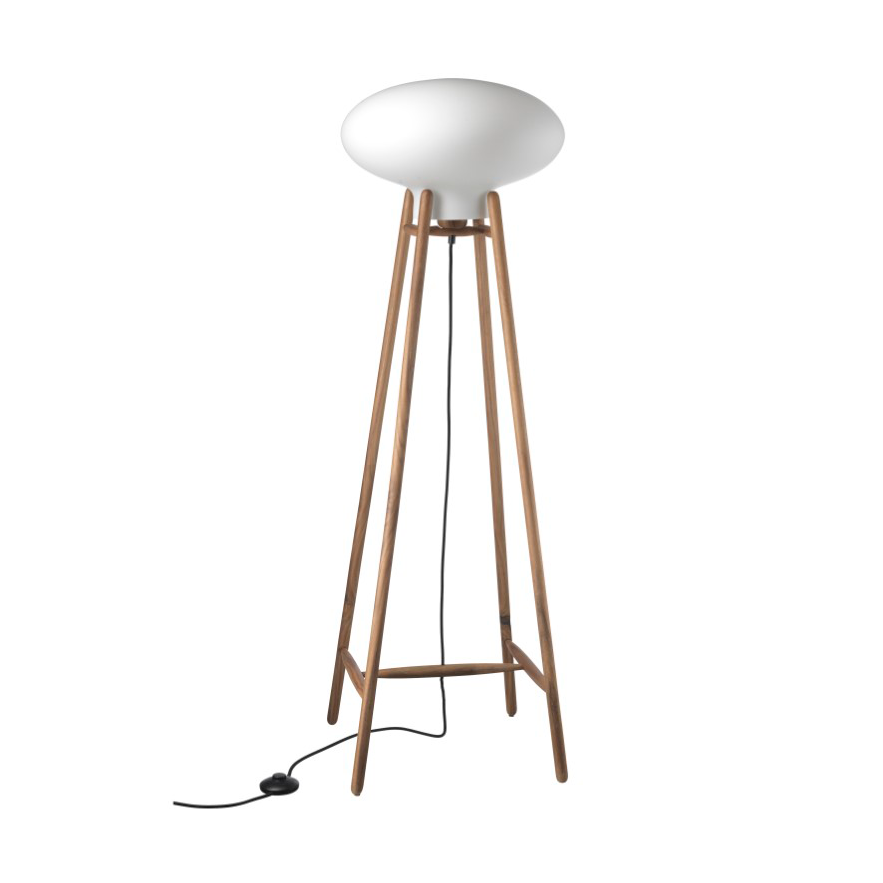 U5 Hiti golvlampa, Opal glass-walnut nature lacquered