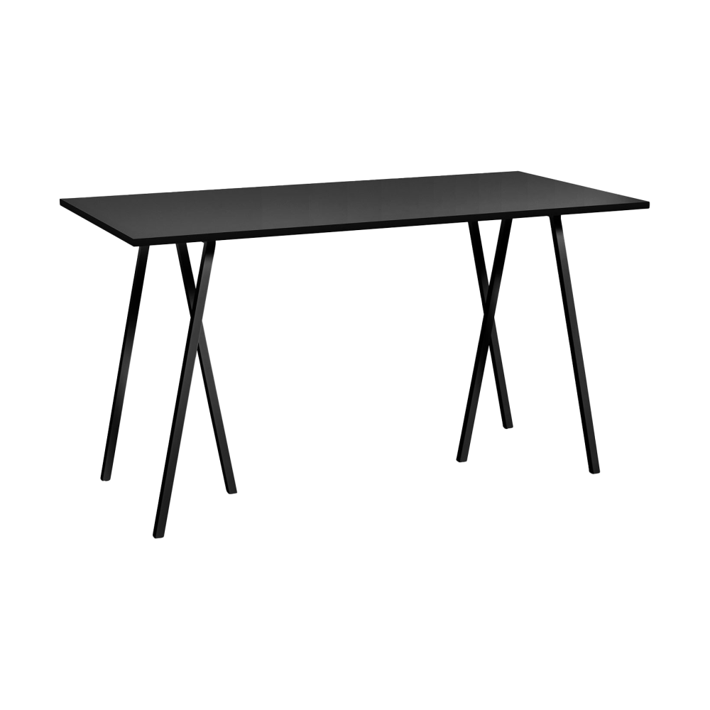 Loop Stand incl. support barbord 87,5x180 cm, Black-black linoleum-black ash