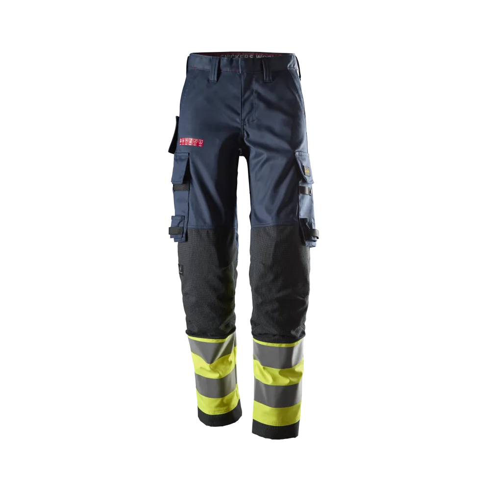 Snickers Workwear ProtecWork 6764 Varselbyxa varsel, marinblå/gul, dam, klass 1, flamskydd 34