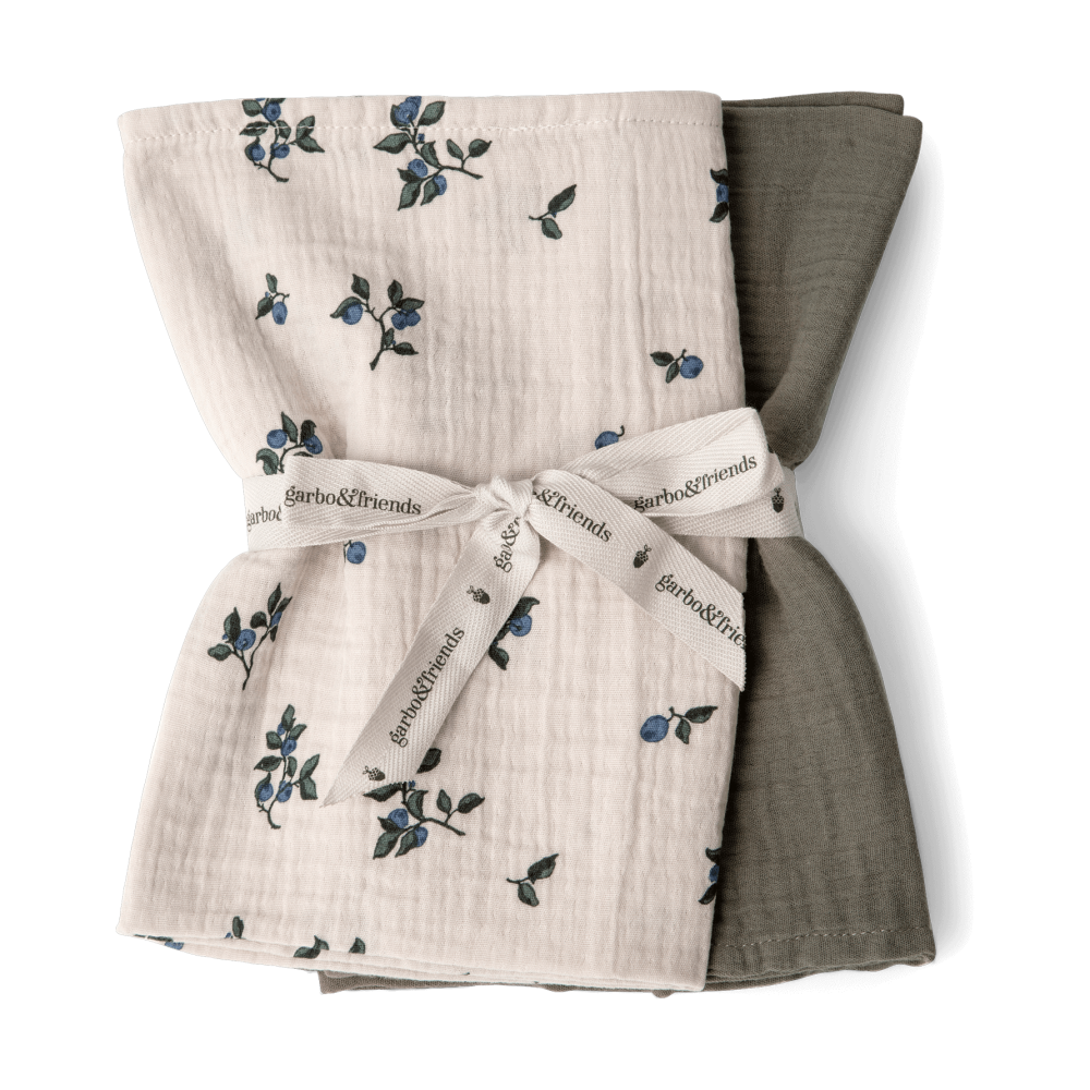 Blueberry Muslin filt liten 2 delar, 60x60 cm