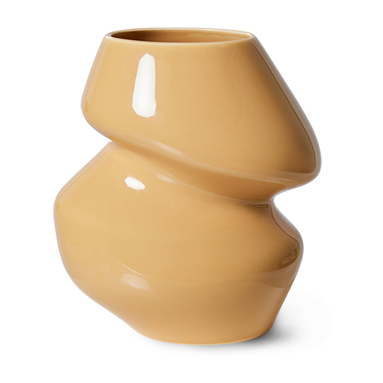 Ceramic organic vas small 19 cm, Cappuccino