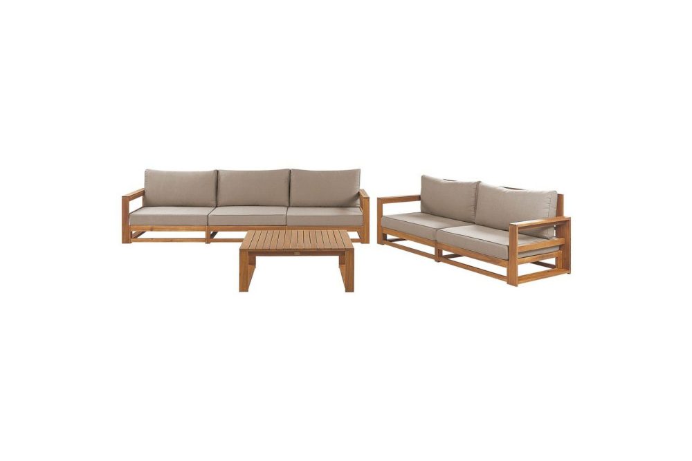 Loungegrupp med bord Timor Ljus trä/grått/beige, Ja